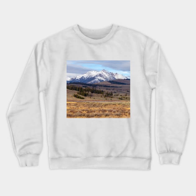 Snow-capped Mountains Yellowstone National Park Crewneck Sweatshirt by SafariByMarisa